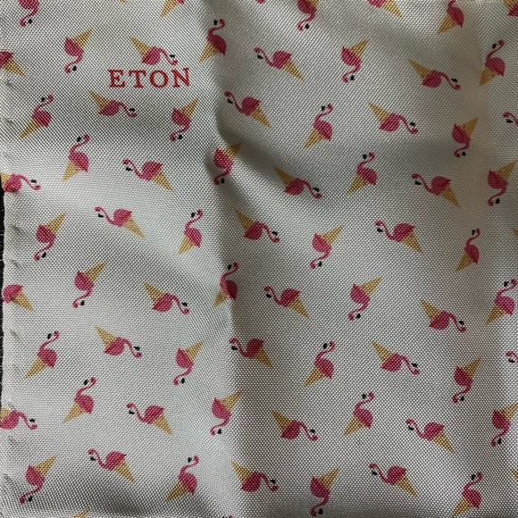 Eton silk pocket square flamingos 13” - Picture 2 of 3